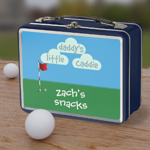 Cartoon Golf Papa's kleine caddie Metal Lunch Box