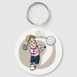 Cartoon Golfer Sleutelhanger
