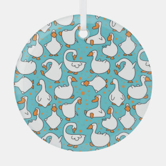 Cartoon Goose Grappig  Illustratie Glas Ornament