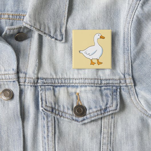Cartoon Goose Yellow Square Button (In situ)