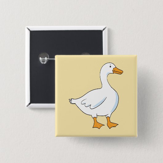 Cartoon Goose Yellow Square Button (Voorkant /achterkant)