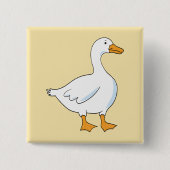 Cartoon Goose Yellow Square Button (Voorkant)