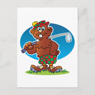 Cartoon Gopher Golfing Briefkaart