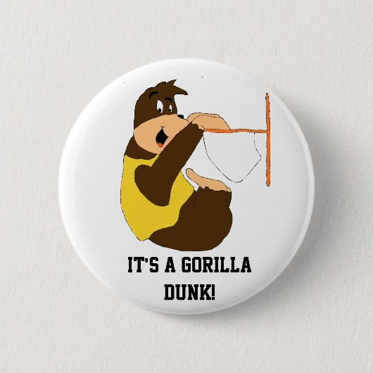 Cartoon Gorilla Slam Dunking Ronde Button 5,7 Cm (Voorkant)