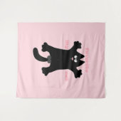 #cartoon #grappig # kat gooit kussen wandkleed (Voorkant (horizontaal))