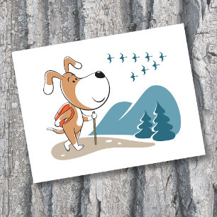 Cartoon Grappige Lieve Hond Puppy Wandelen Bos Briefkaart