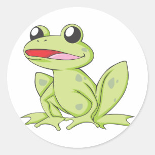 Cartoon Green Bull Frog Ronde Sticker