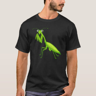 Cartoon Green Praying Mantis Unisex Adult Apparel T-shirt