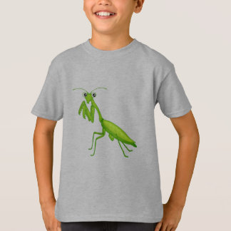 Cartoon Green Praying Mantis Unisex jeugdkleding T-shirt