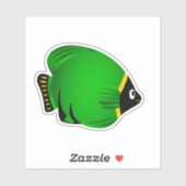 Cartoon Green Yellow Fish Sticker (Vel)