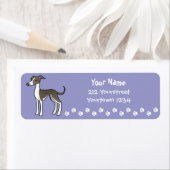 Cartoon Greyhound/Whippet/Italiaanse Greyhound Etiket (Insitu)