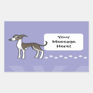 Cartoon Greyhound/Whippet/Italiaanse Greyhound Rechthoekige Sticker