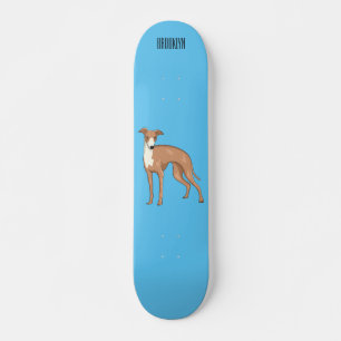Cartoon grijnshond skateboard