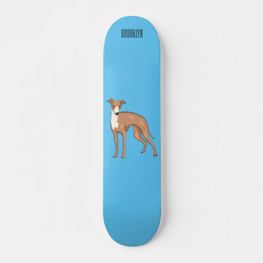 Cartoon grijnshond skateboard (Voorkant)