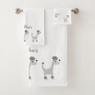 Cartoon grijze poodle bad handdoek