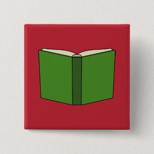 Cartoon Groen Boek Vierkante Button 5,1 Cm