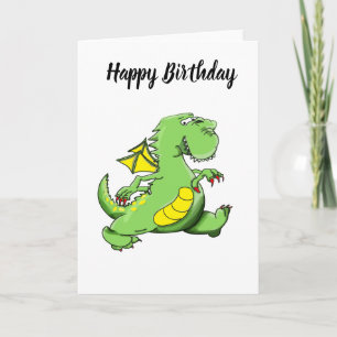 Cartoon groene draak op zijn achterpoten kaart