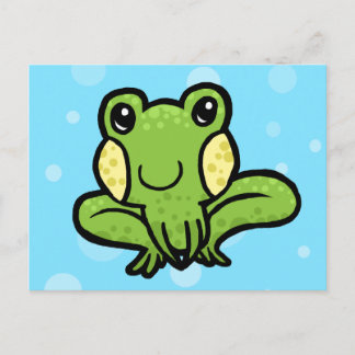 cartoon groene gevlekte kikker briefkaart