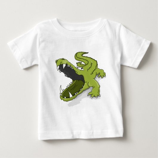 Cartoon groene krokodillenalligator mond open (Voorkant)