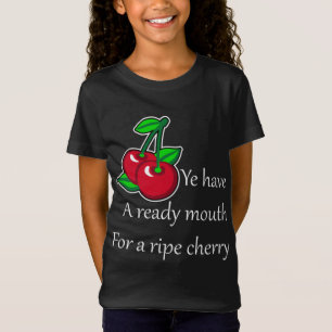 Cartoon Groene Rode Kersen Vruchten Vector Kunst T-shirt