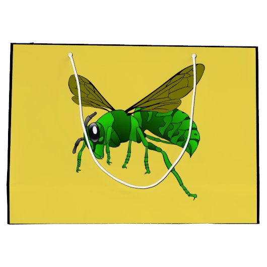 Cartoon, groene wesp en wesp van limoen groot cadeauzakje (Achterkant)