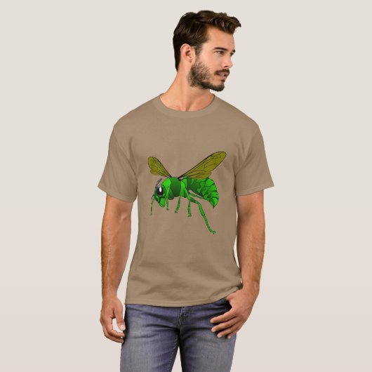 Cartoon, groene wesp en wesp van limoen t-shirt (Voorkant volledig)
