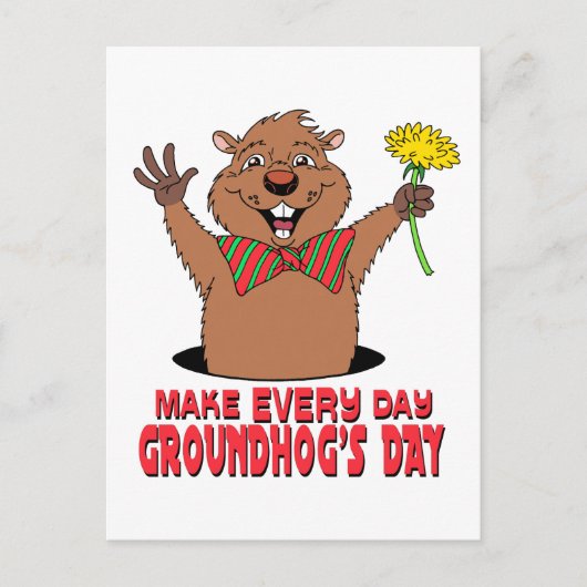 Cartoon Groundhog Briefkaart (Voorkant)