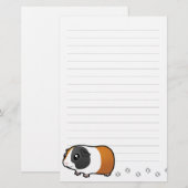 Cartoon Guinee Pig (glad haar) Briefpapier (Voorkant / Achterkant)