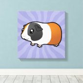 Cartoon Guinee Pig (glad haar) Canvas Afdruk (Insitu (Houten vloer))