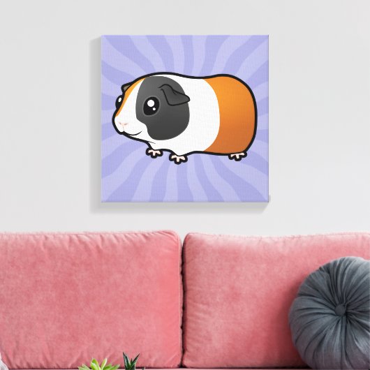 Cartoon Guinee Pig (glad haar) Canvas Afdruk (Insitu (Woonkamer))