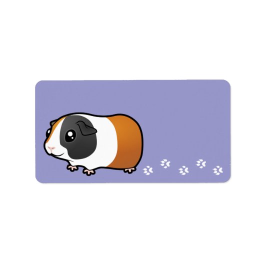 Cartoon Guinee Pig (glad haar) Etiket (Voorkant)