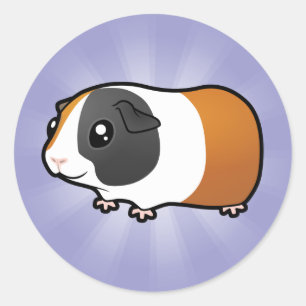 Cartoon Guinee Pig (glad haar) Ronde Sticker