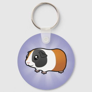 Cartoon Guinee Pig (glad haar) Sleutelhanger