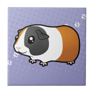 Cartoon Guinee Pig (glad haar) Tegeltje