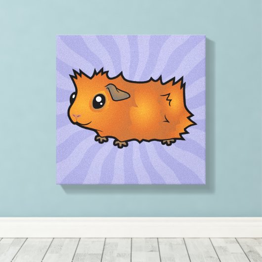 Cartoon Guinee Pig (wassend) Canvas Afdruk (Insitu (Houten vloer))