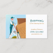 Cartoon Gutter Cleaning Service Guy Visitekaartje (Voorkant)