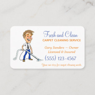 Cartoon Guy Carpet Cleaning Service Visitekaartje