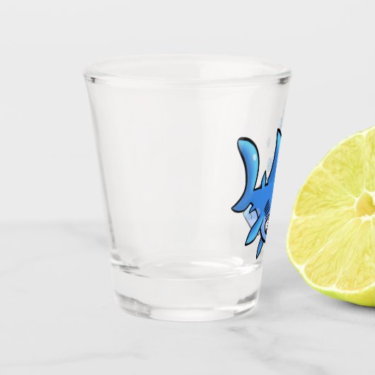 Cartoon haai met Gritted Teeth Shot Glas (Links)