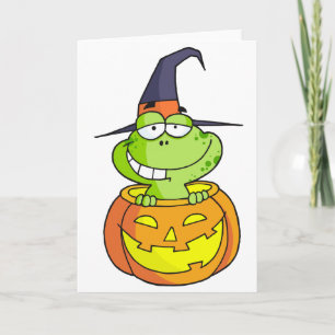 Cartoon Halloween Frog Kaart