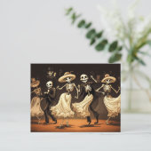 Cartoon Halloween Swing Dance Briefkaart (Staand voorkant)