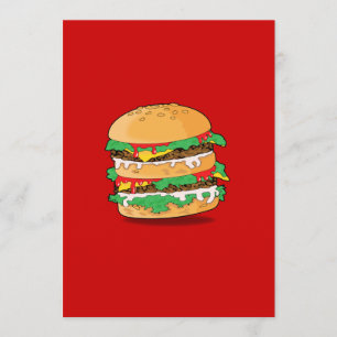 Cartoon Hamburger Invitation Kaart