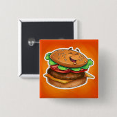 cartoon hamburger Square Button (Voorkant /achterkant)