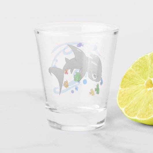 Cartoon Hammerhead Shark Shot Glas (Achterkant)