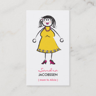 Cartoon Happy Family Mmammie Girl Calling Card Contactkaartje