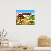 Cartoon happy farm poster (Keuken)