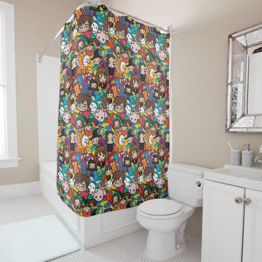 Cartoon Harry Potter Character Toss Pattern Douchegordijn (In situ)