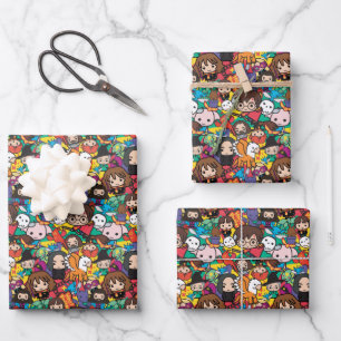 Cartoon Harry Potter Character Toss Pattern Inpakpapier Vel