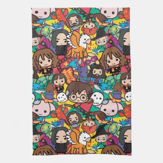 Cartoon Harry Potter Character Toss Pattern Theedoek (Verticaal)
