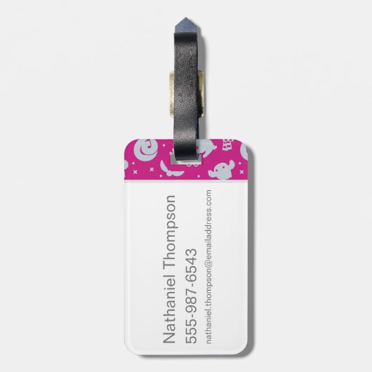 Cartoon Harry Potter Magic Icons Toss Pattern Bagagelabel (Achterkant verticaal)