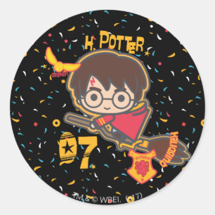 Cartoon Harry Potter Quidditch Seeker Ronde Sticker